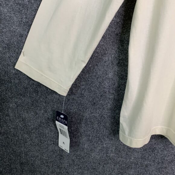 Chaps NWT Knit Top Women XL Ruffle Deep V-Neck Pullover Ivory 3/4 Sleeve - Picture 12 of 13